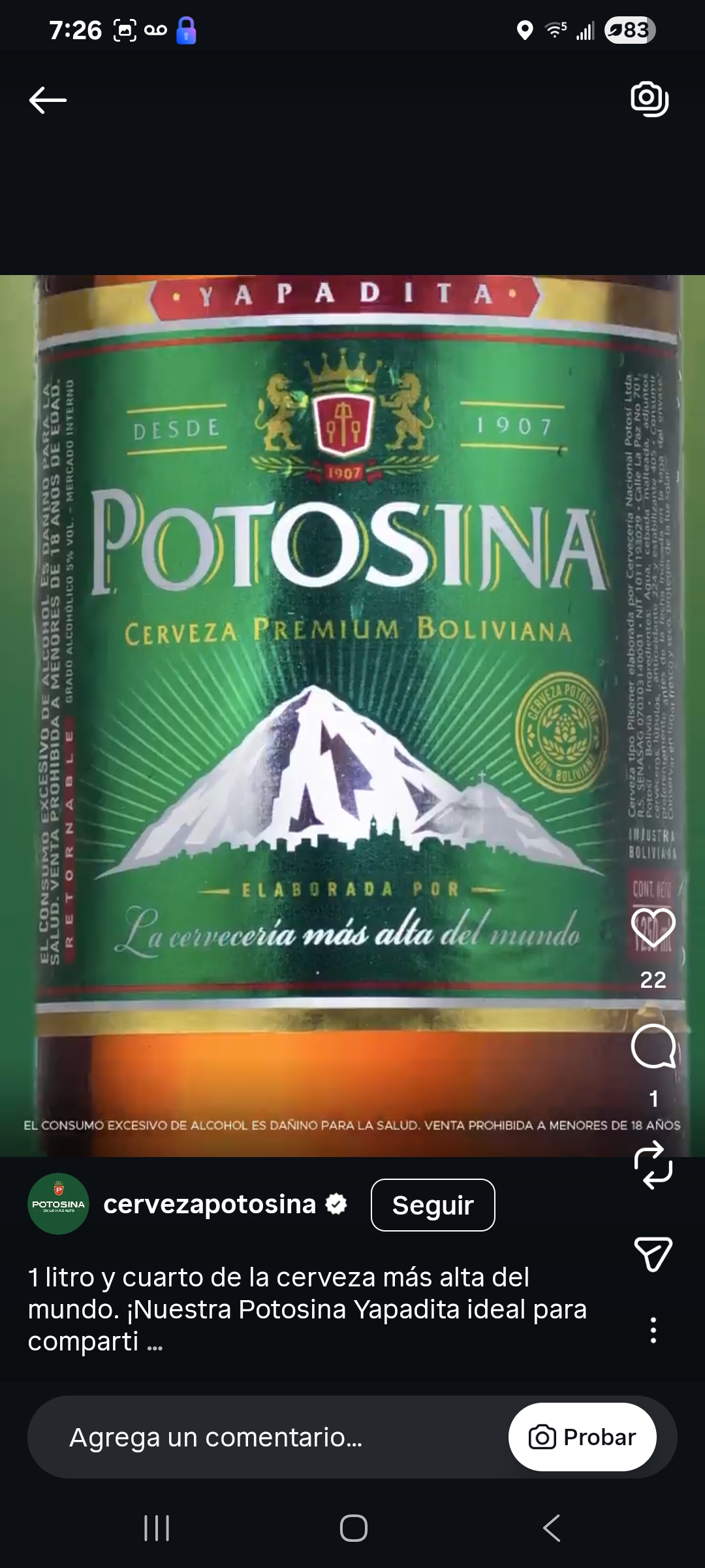 POTOSINA PILSENER LITRO 1000 ml